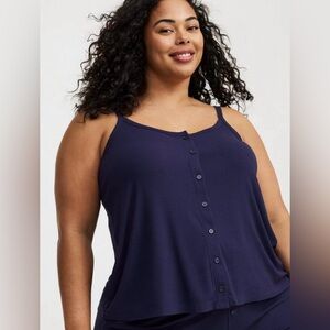 NWT Torrid super soft rib button sleep tank. Size 00. Peacoat color.